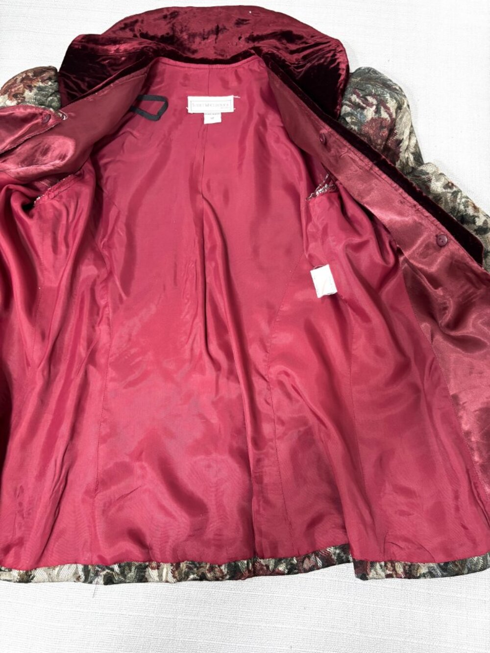 VTG 90’s Scott McClintock Wine Floral Button Jacket Top Sz 12 - Picture 5 of 12